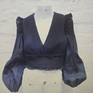 Zimmermann Elegant Cropped Black Ruffled Women's Top Sz 1 NWOT